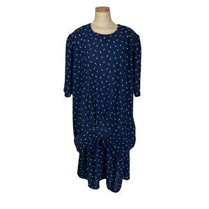 Leni Leni Women's 2 piece dress 2XL blue white polka dot short sleeve